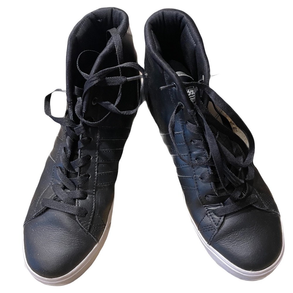 ❤️ ADIDAS WOMENS BLACK HI TOP CLOUDFOAM SNEAKERS 9